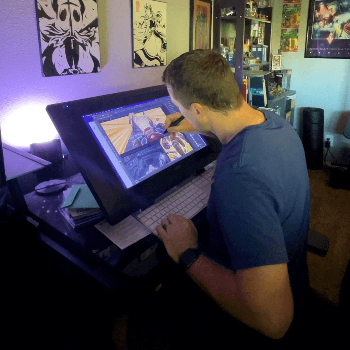 Lee Wiley working on the 2026 SoUAnime mascot art