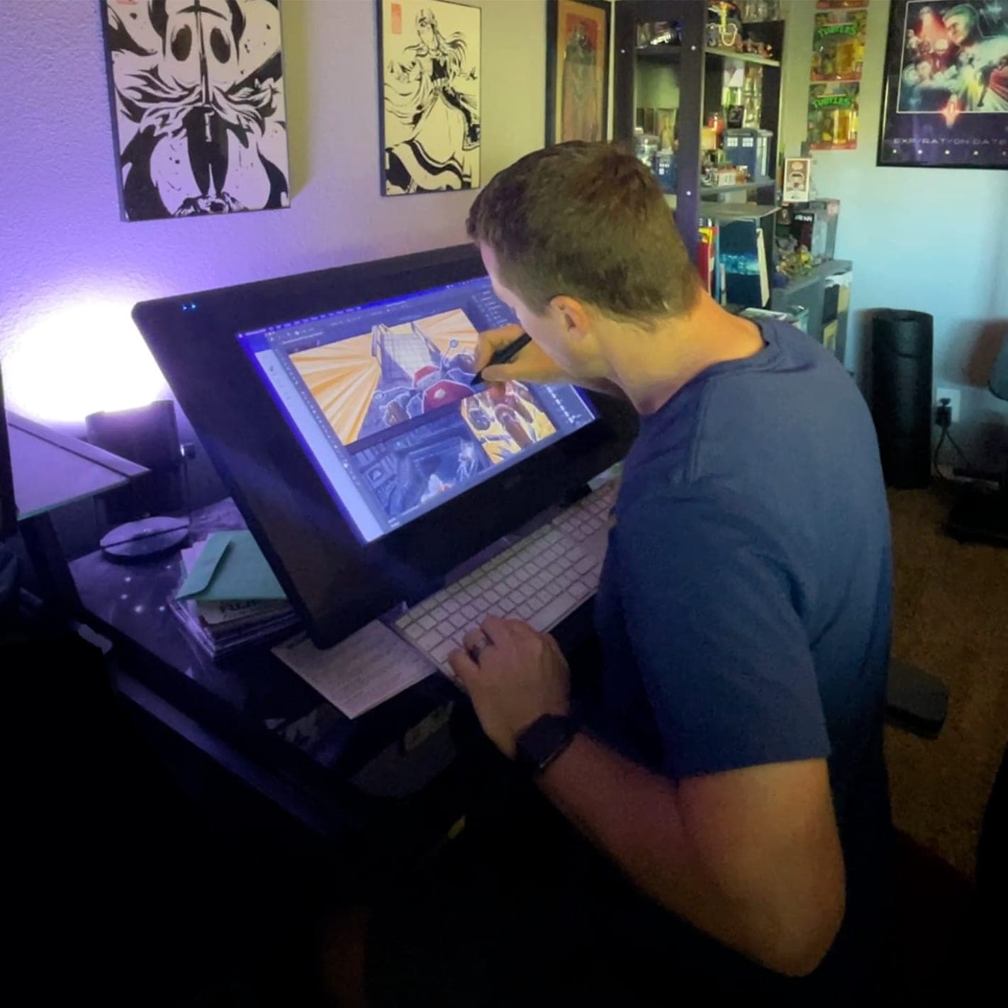 Lee Wiley working on the 2026 SoUAnime mascot art
